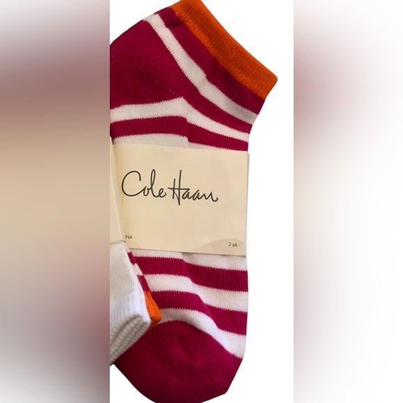 Cole Haan Accessories - Cole Haan Socks In Wide Stripe Ped Rock Candy And White 2 Packs